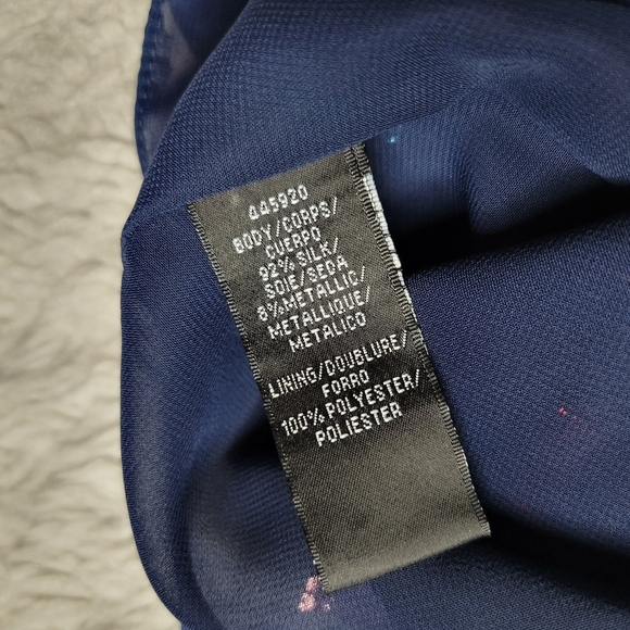 Monique Lhuillier Silk Blouse Women's Medium Metallic Asymmetrical Ruffles - Picture 7 of 9